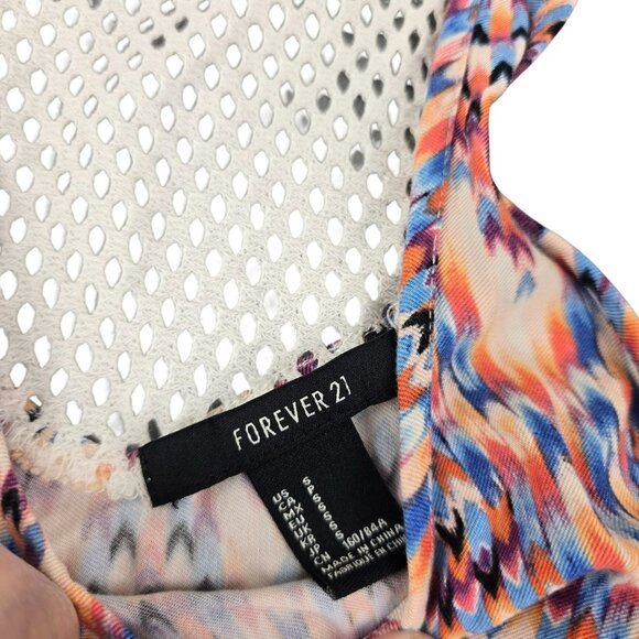 Forever 21 Swing Dress Chevron Print Multicolor Mesh Back Detail Size S jh1830 - Picture 6 of 10